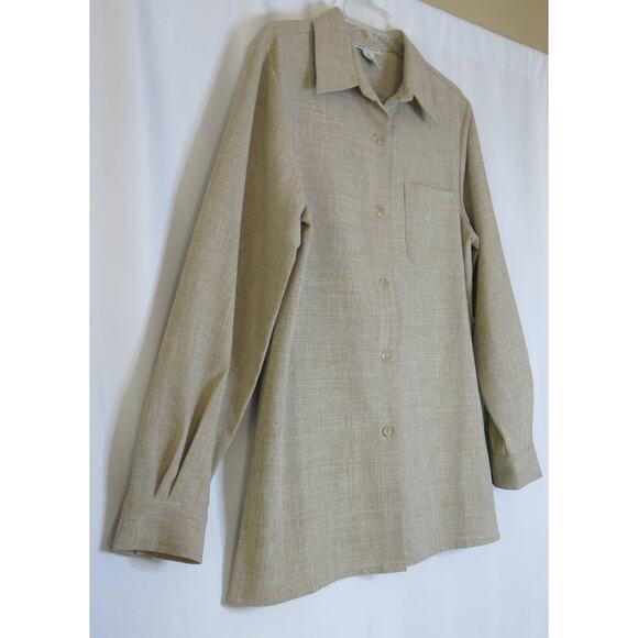 VINTAGE Stephanie Andrews Jacket Blazer Size 10 Polyester Buttons Tan Preppy - Picture 3 of 11